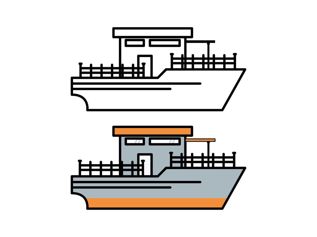 Vector graphic design in the form of a cartoon ferry, suitable for complementary design illustrations and others