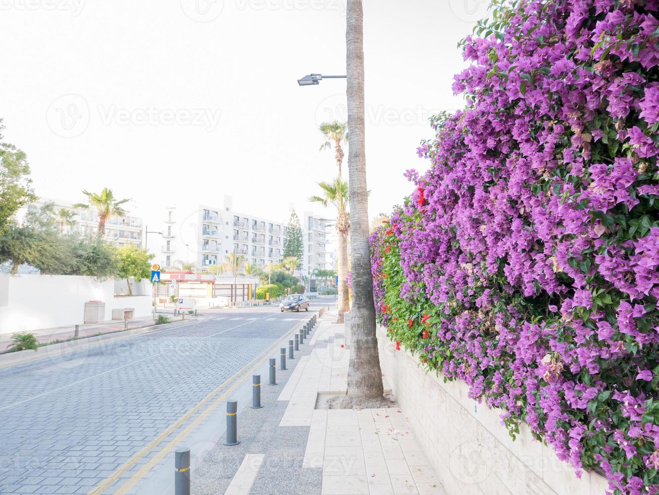 Blurred motion of modern skyline and urban street photo
