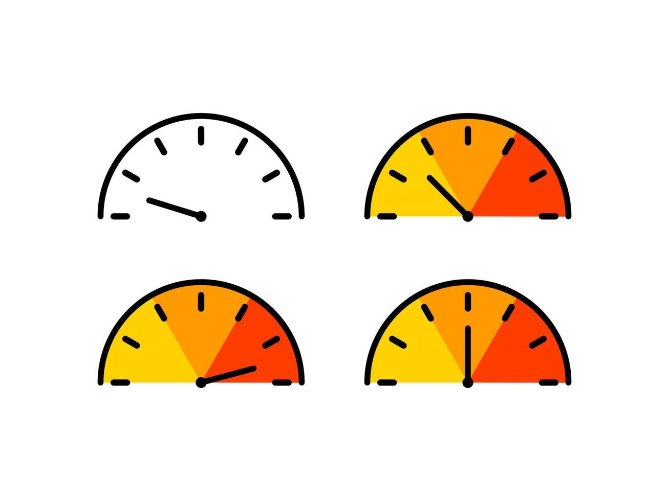 diseño gráfico de velocímetro de diseño plano con múltiples estilos, adecuado para diseño complementario vector