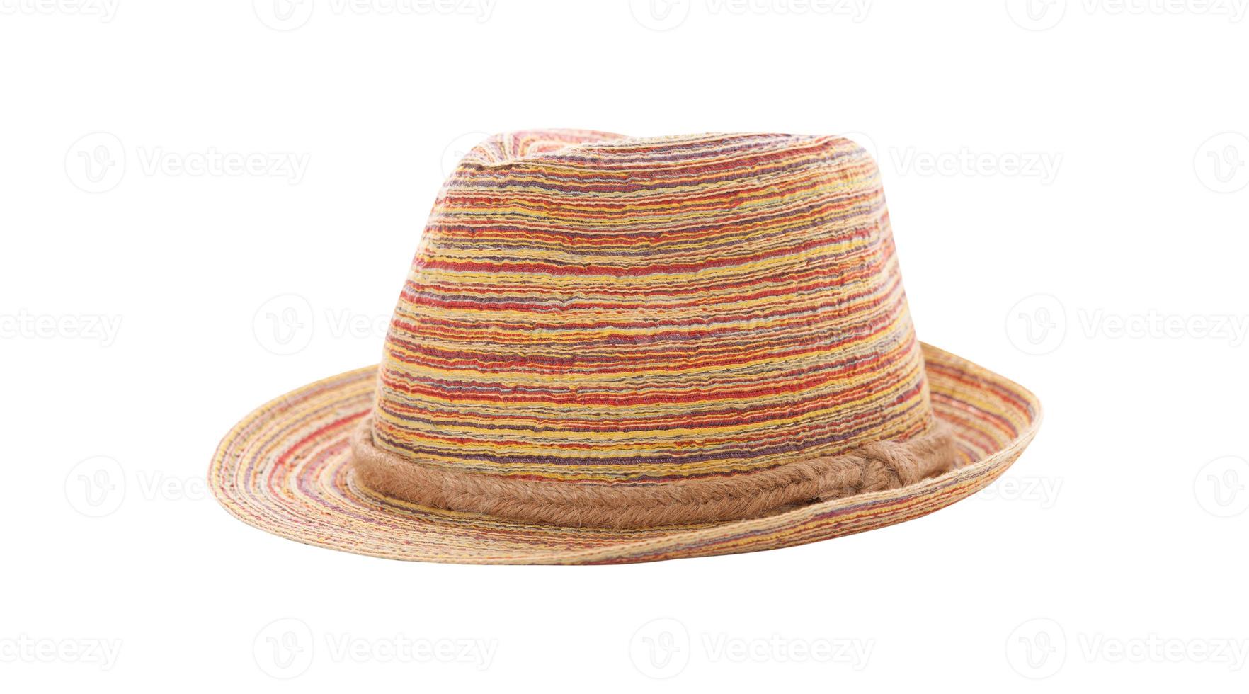 Pretty straw hat isolated on white background, Brown straw hat on white. photo