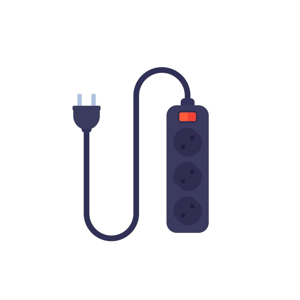 power strip with 3 sockets, vector illustration