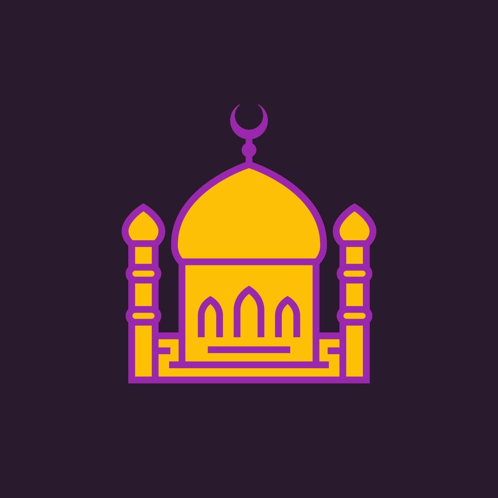 icono de mezquita, signo vector