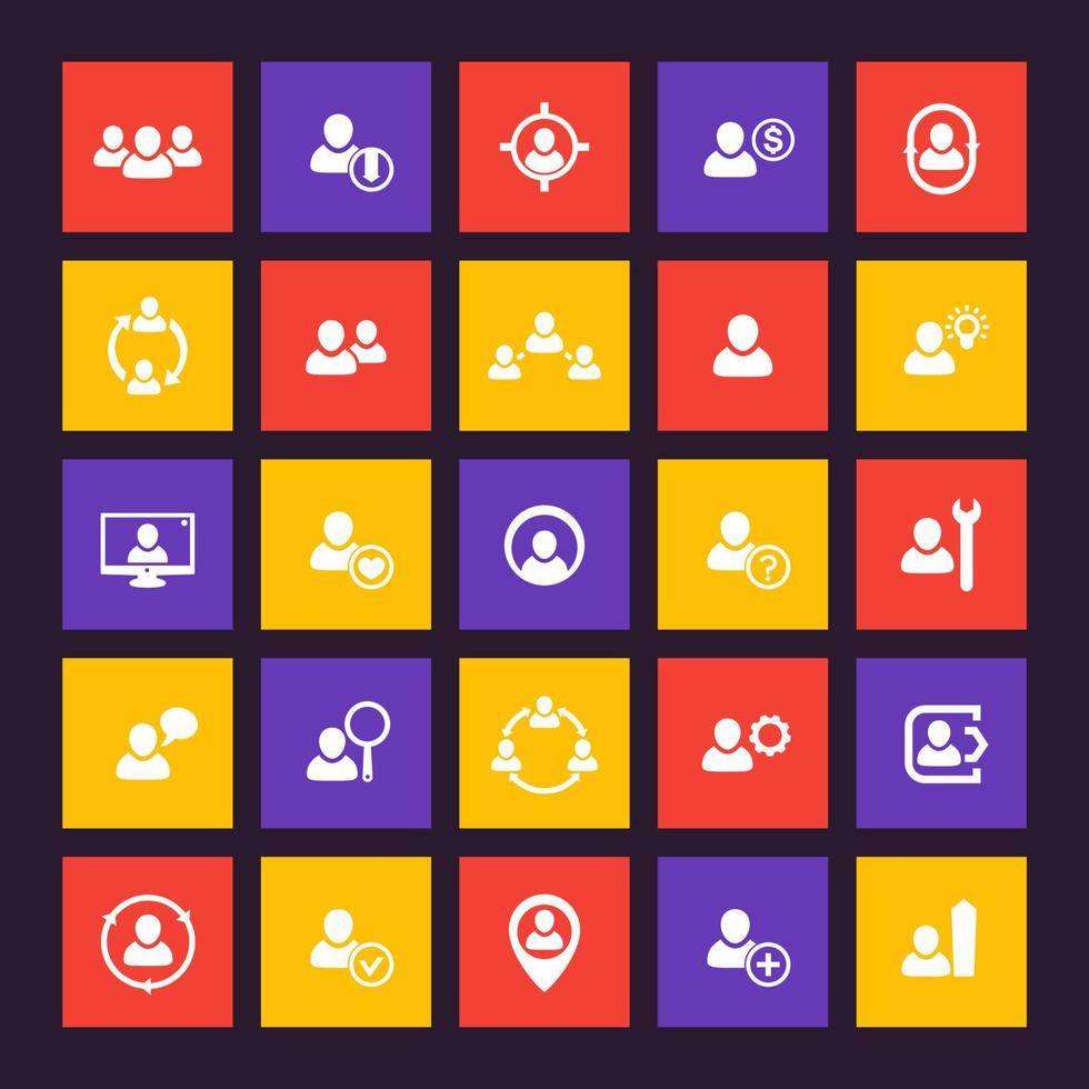 Human resources icons set, HR, personnel management vector