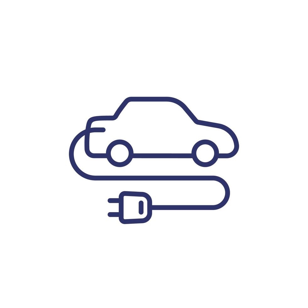 electric car icon, EV line vector