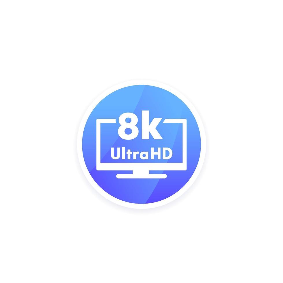 Vídeo ultra hd de 8k, icono de tv vector