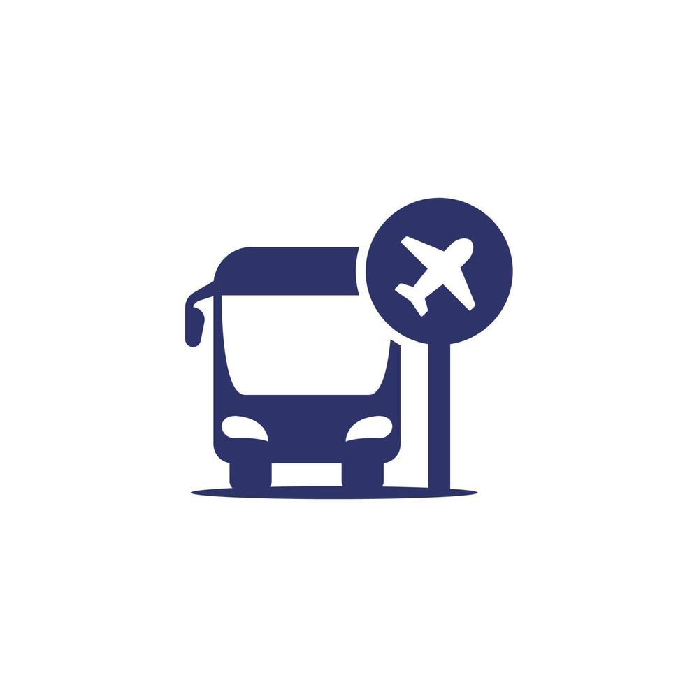 transferencia de autobús al icono del aeropuerto en blanco vector