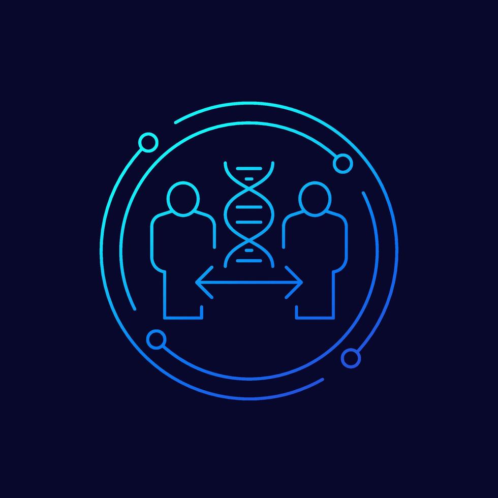 cloning line icon with dna and clone, vector
