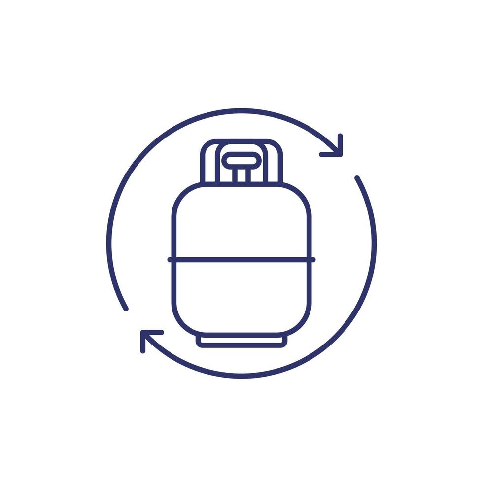 replace gas cylinder, LPG tank line icon vector