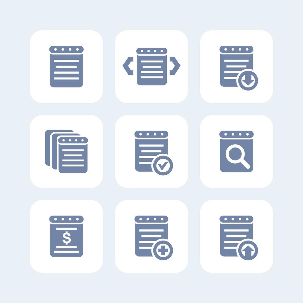 reports, records, documents icons on white vector