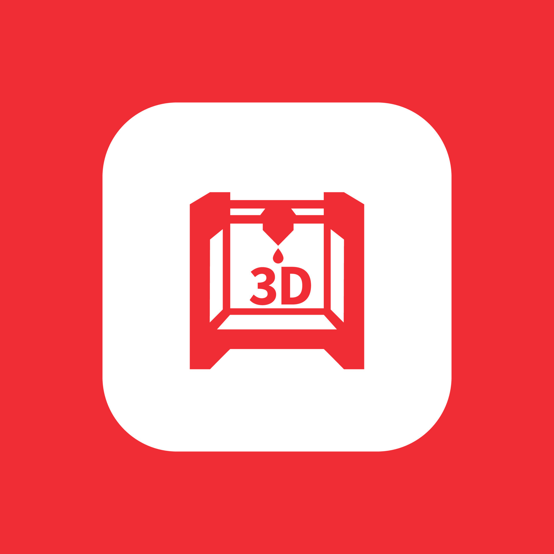 3d printer icon, additive manufacturing, 3d printing pictogram, rounded