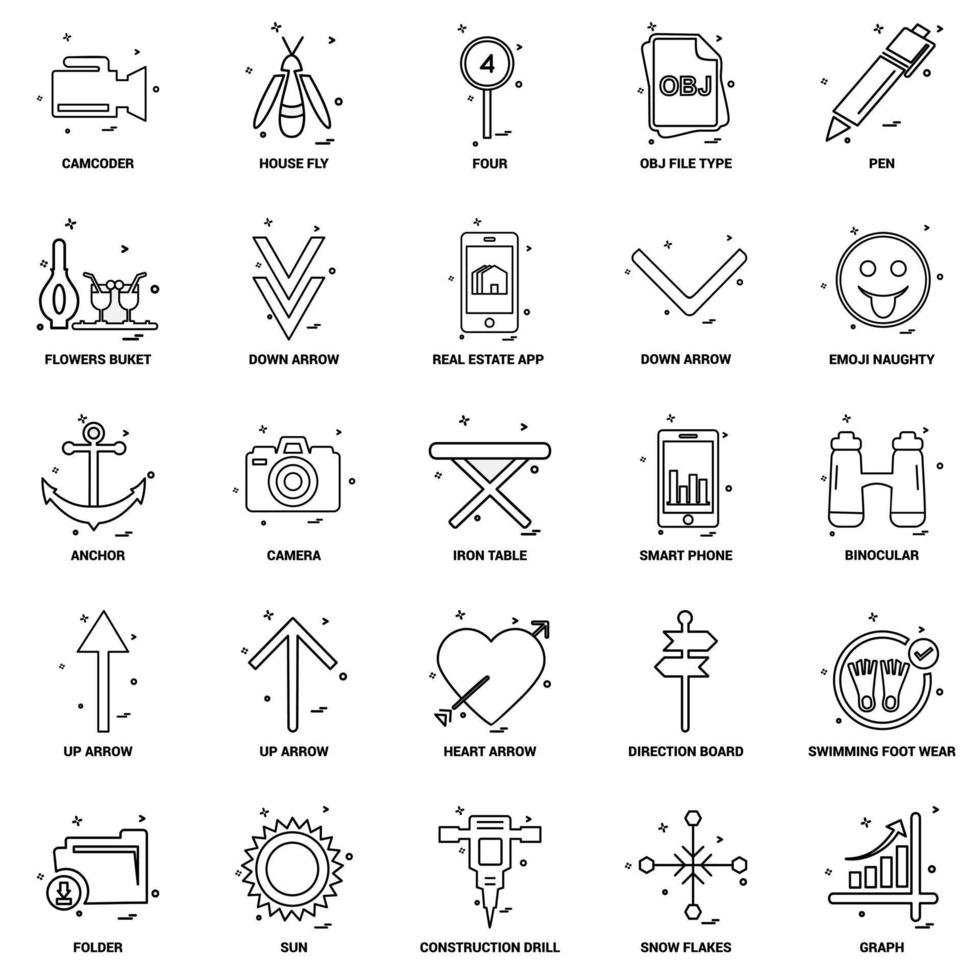 25 conjunto de iconos de línea de mezcla de concepto de negocio vector