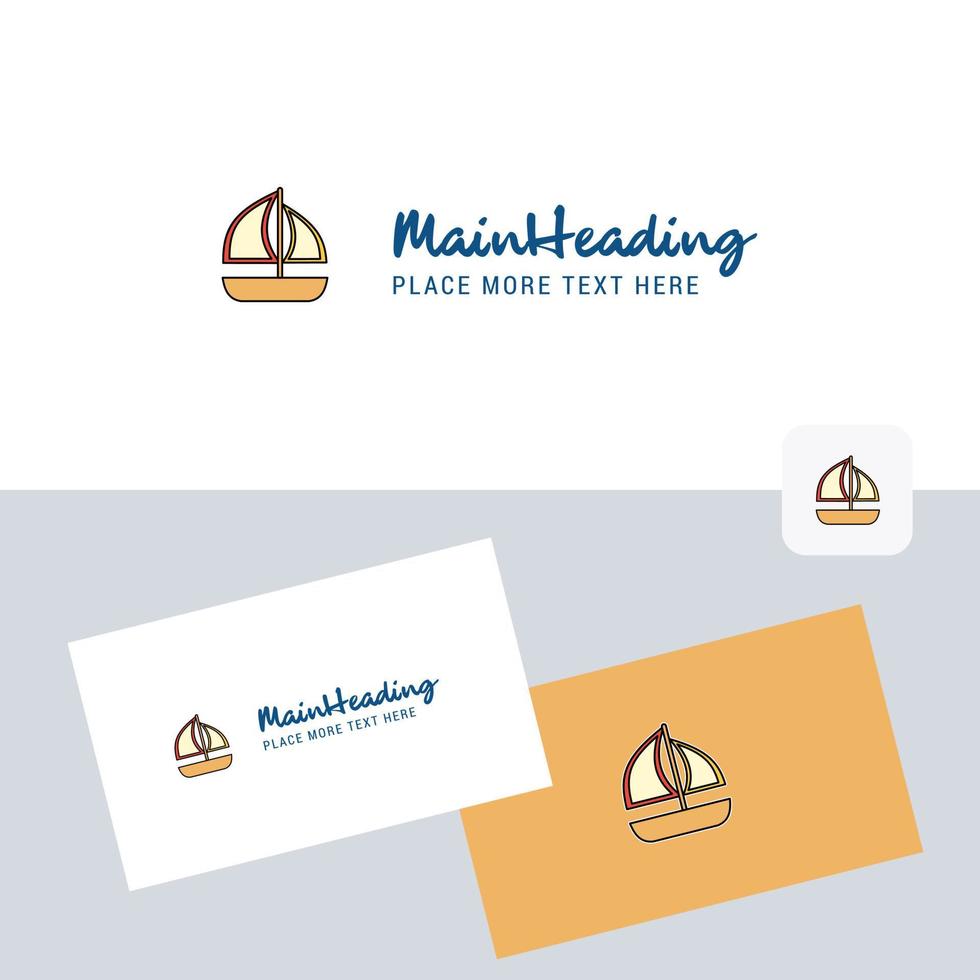 Boat vector logotype with business card template Elegant corporate identity Vector