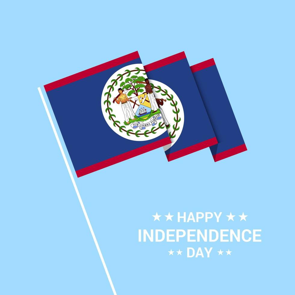 Belize Independence day typographic design with flag vector