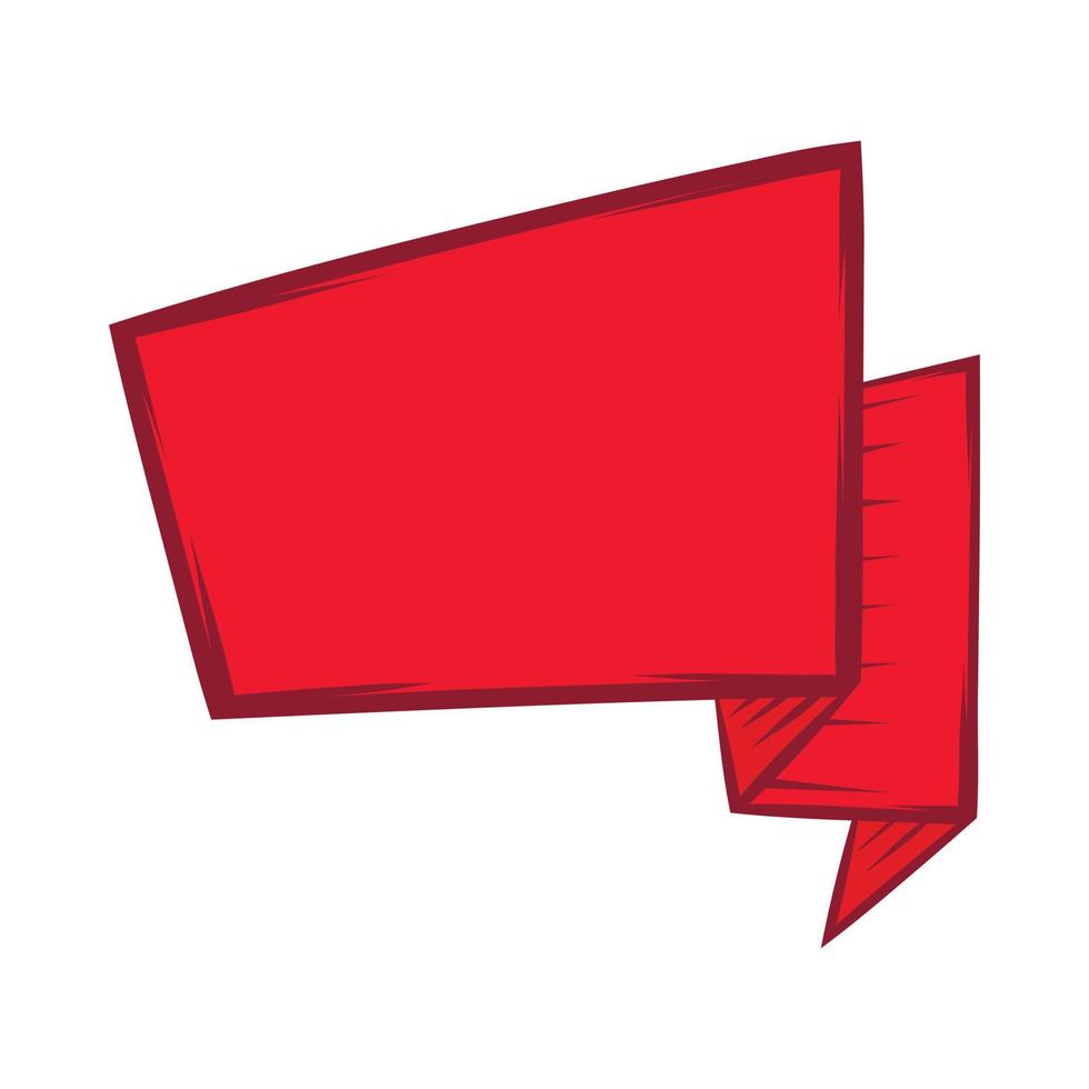 Red banner icon, cartoon style vector