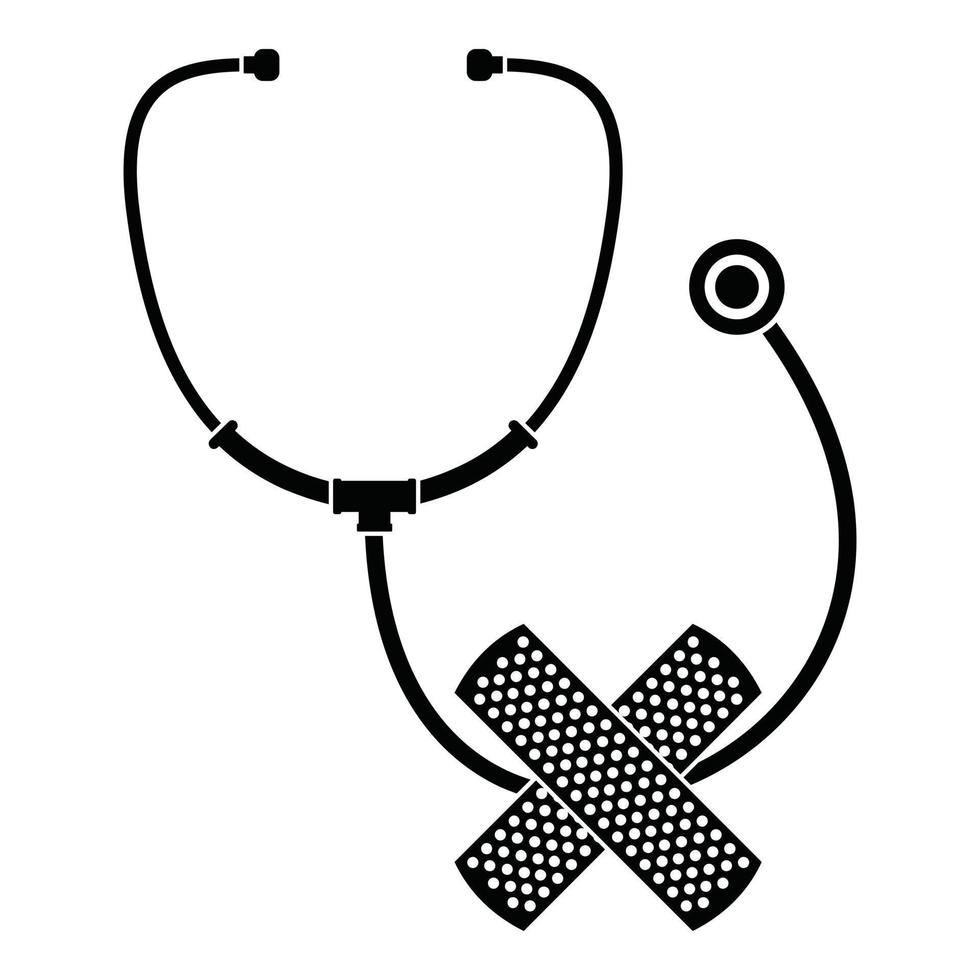 Stethoscope, cross bandage icon, simple style vector