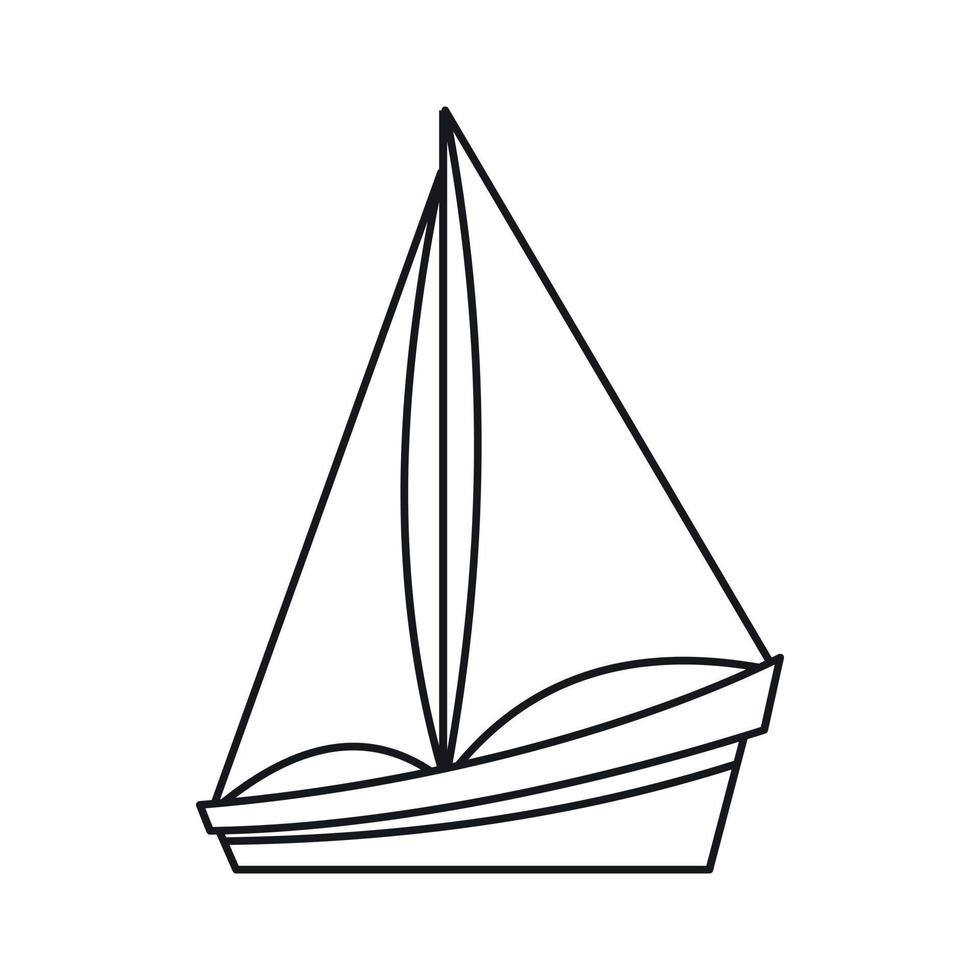 Small yacht icon, outline style vector