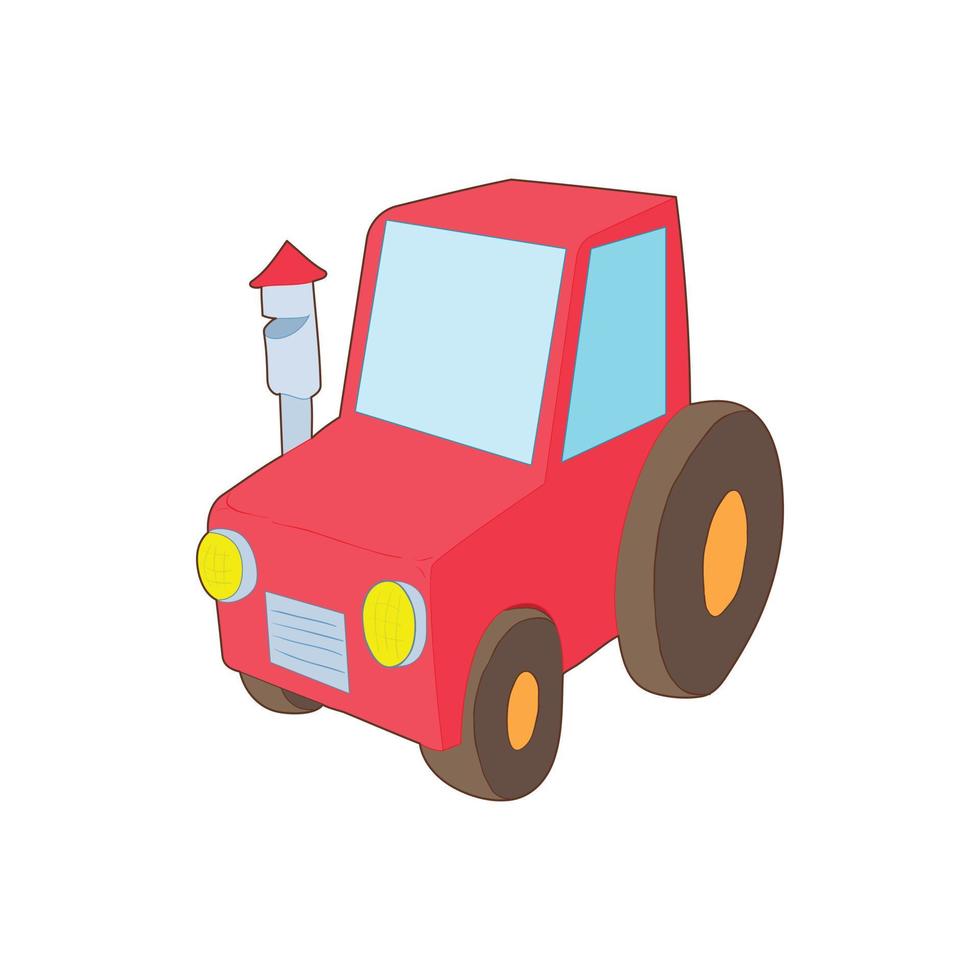 icono de tractor rojo en estilo de dibujos animados vector