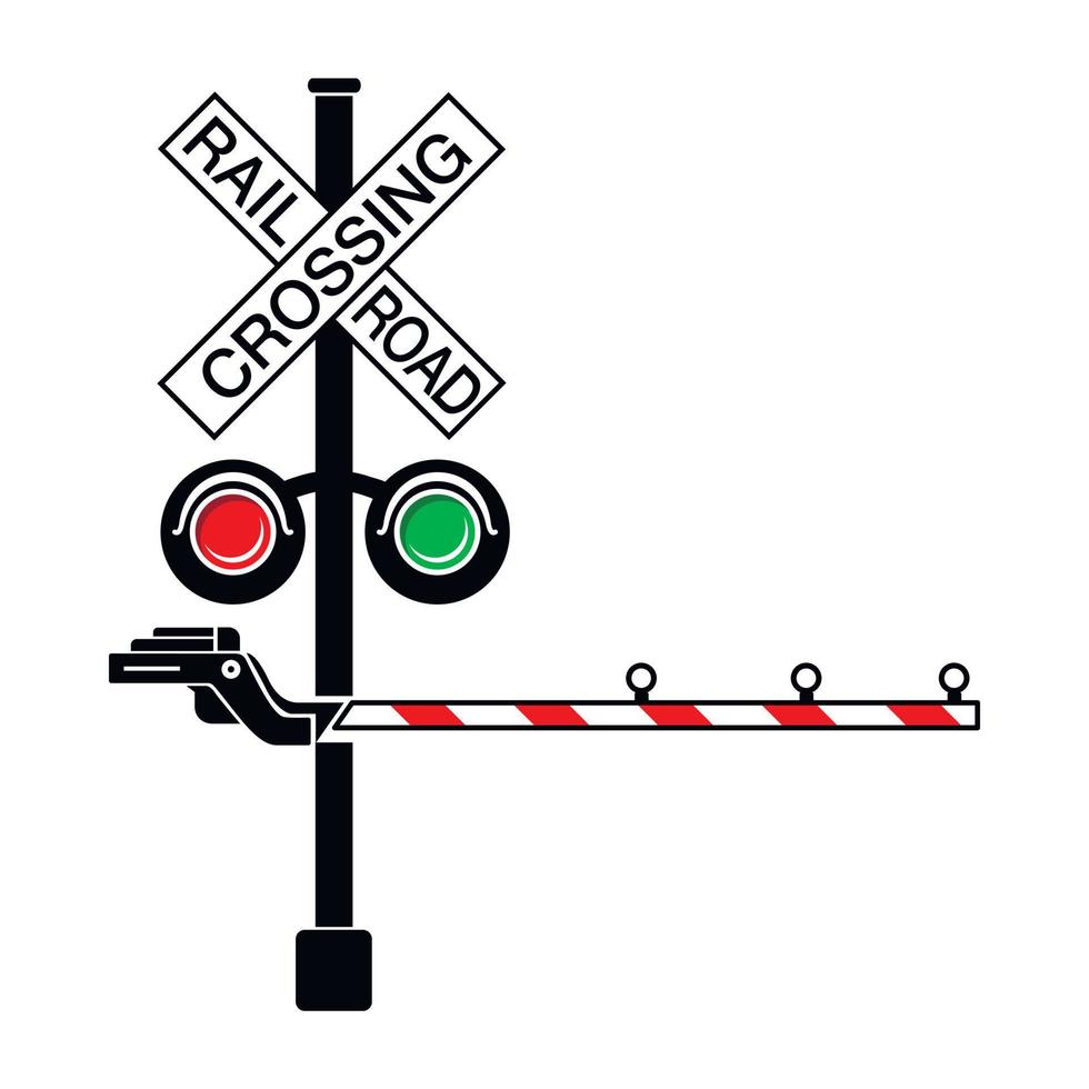 icono de señal de cruce ferroviario, estilo simple vector