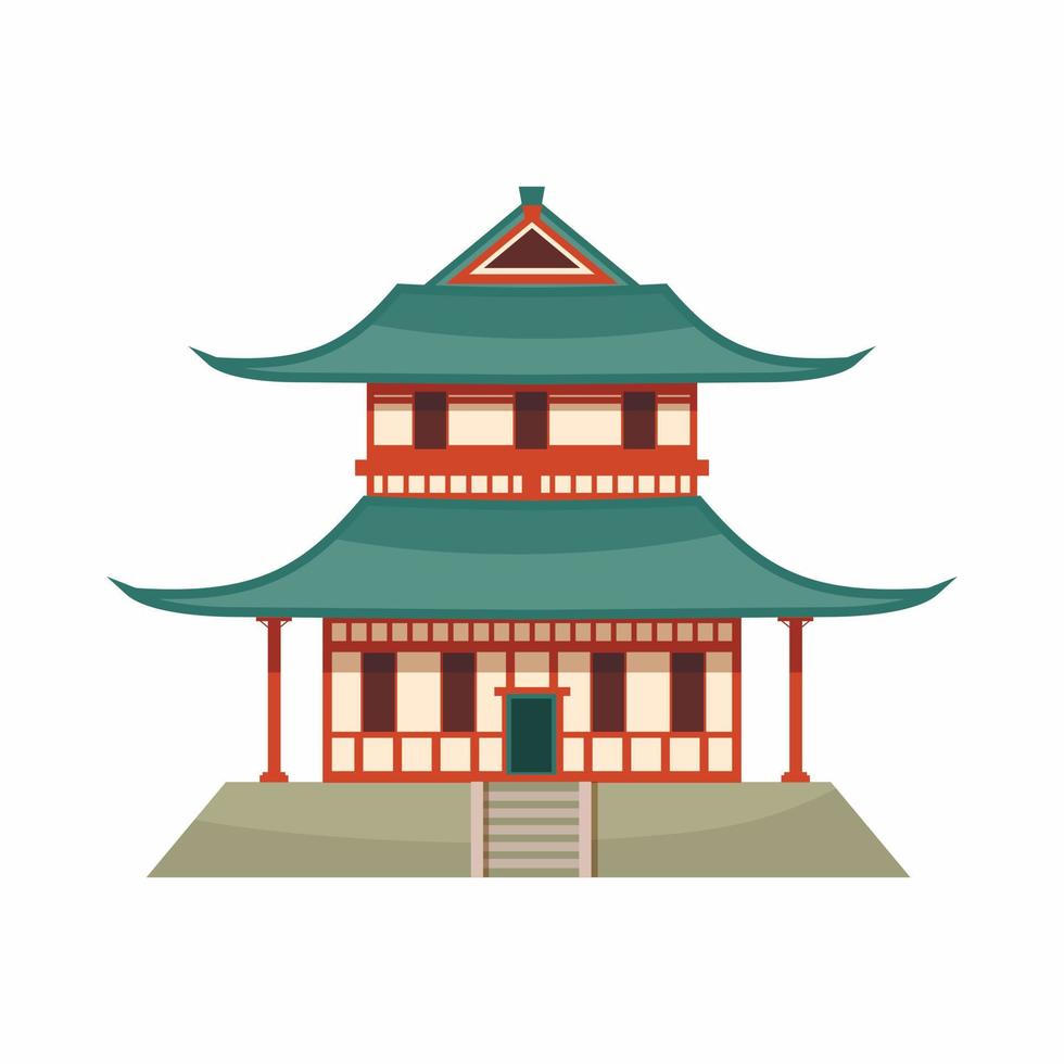 Pagoda icon, cartoon style vector