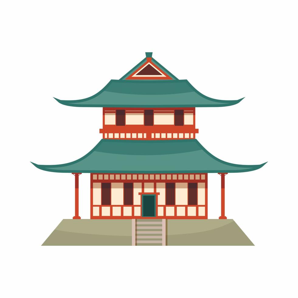 Pagoda icon, cartoon style vector