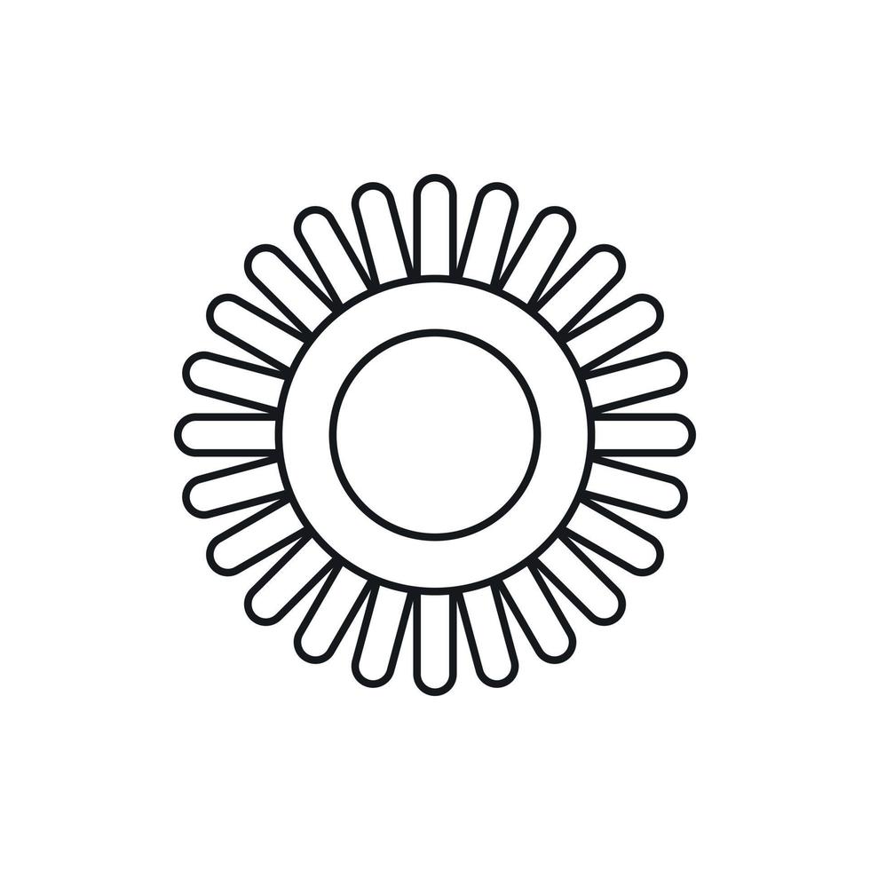 Sun icon, outline style vector