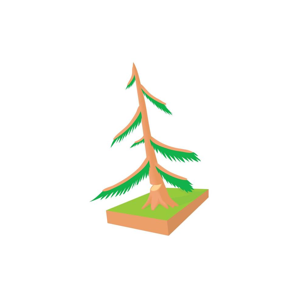 Pine to saw cut icon, cartoon style vector