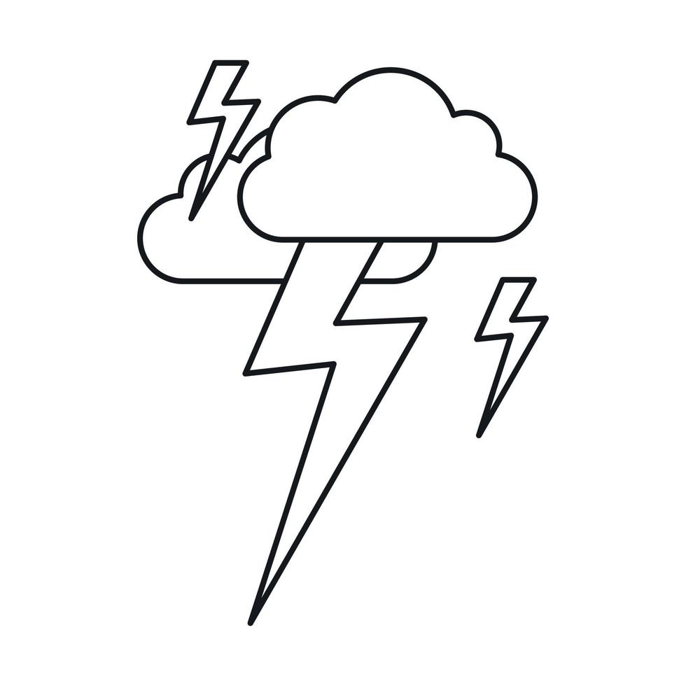 Cloud and lightning icon, outline style vector
