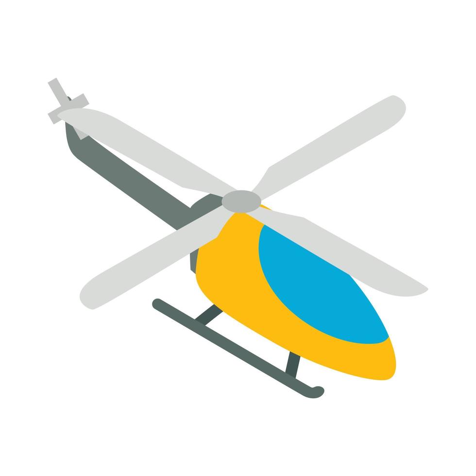 Orange helicopter icon, isometric 3d style vector