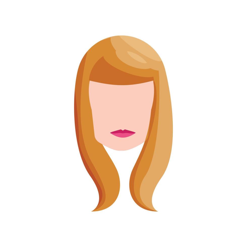 chica con icono de pelo largo y rubio, estilo de dibujos animados vector