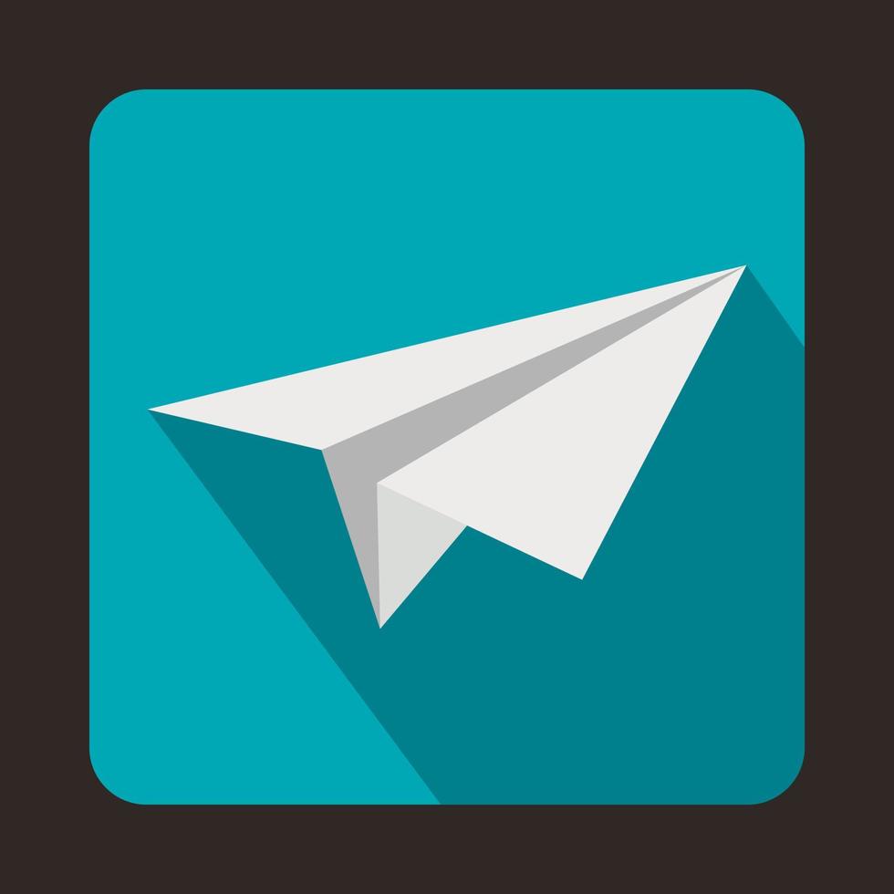 White paper plane icon, flat style vector