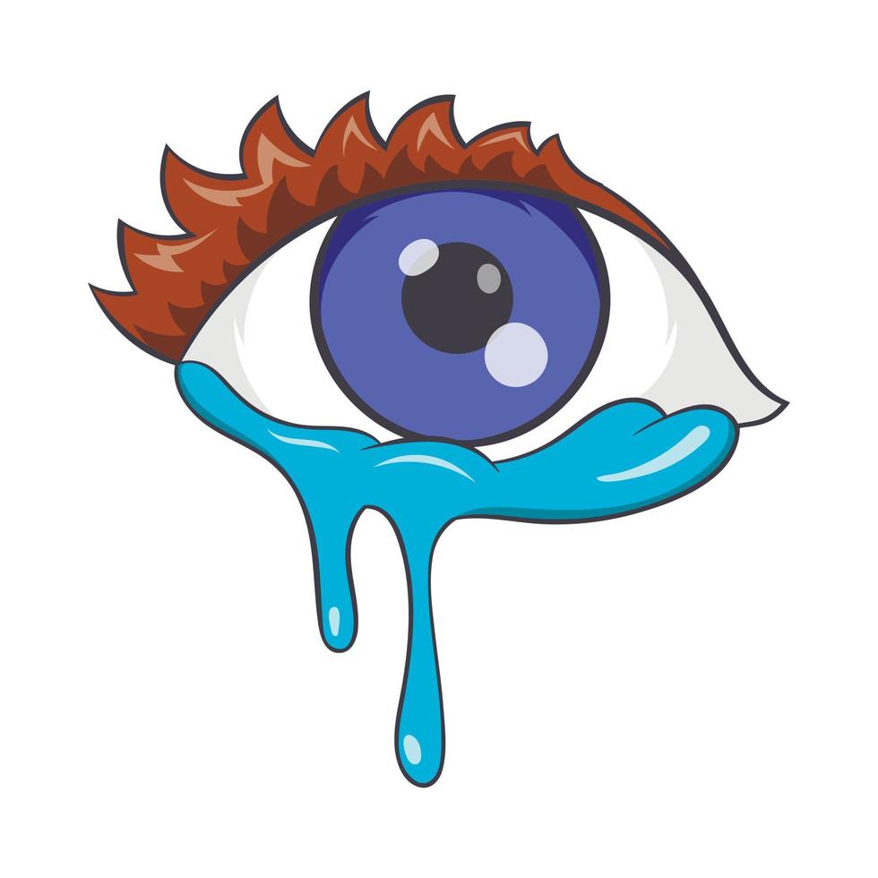 Crying eyes icon, cartoon style vector