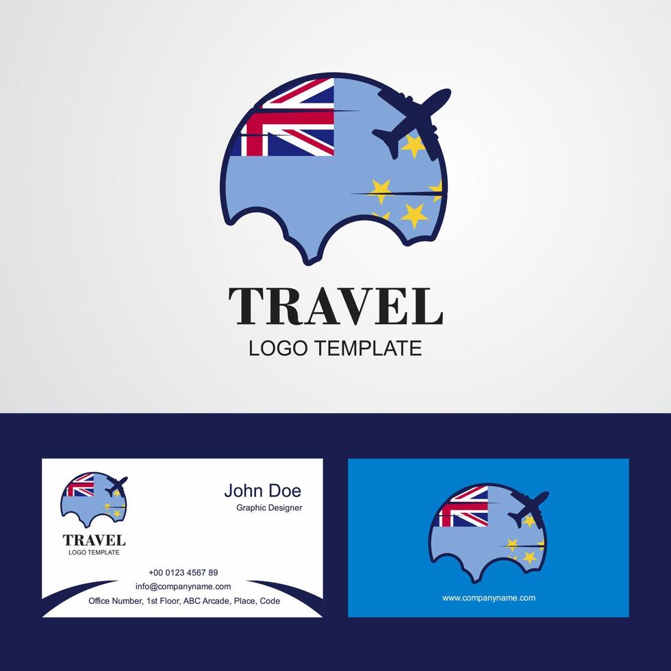 logotipo de la bandera de tuvalu de viaje y diseño de tarjeta de visita vector