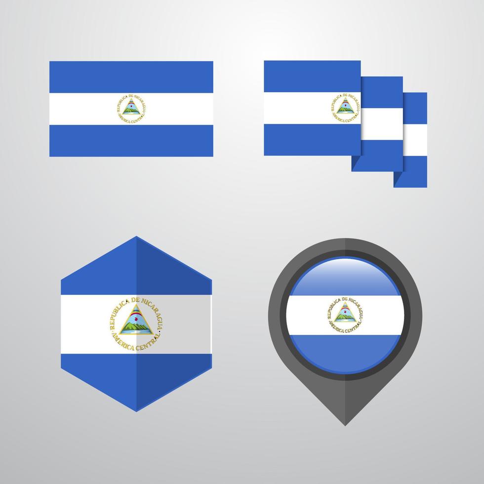 Nicaragua flag design set vector