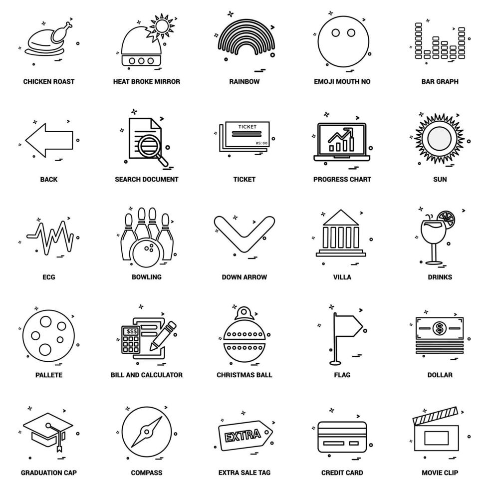 25 Business Concept Mix Line Icon set vector