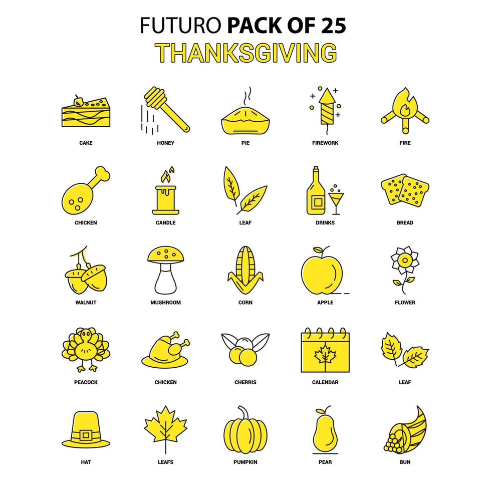 Thanksgiving Icon Set Yellow Futuro Latest Design icon Pack vector