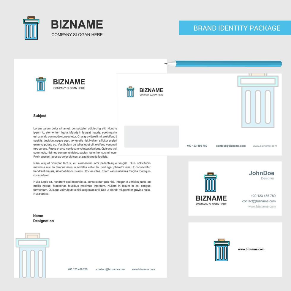 Trash Business Letterhead Envelope and visiting Card Design vector template