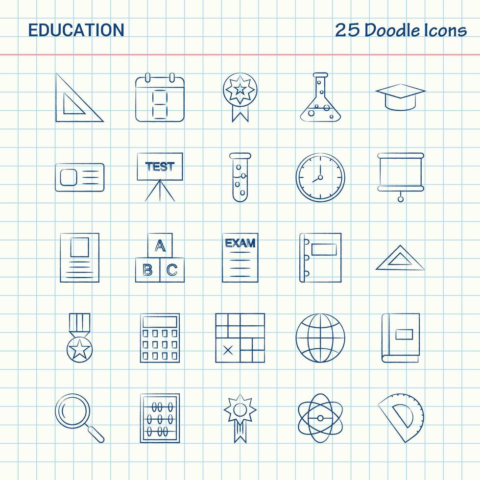 Education 25 Doodle Icons Hand Drawn Business Icon set vector