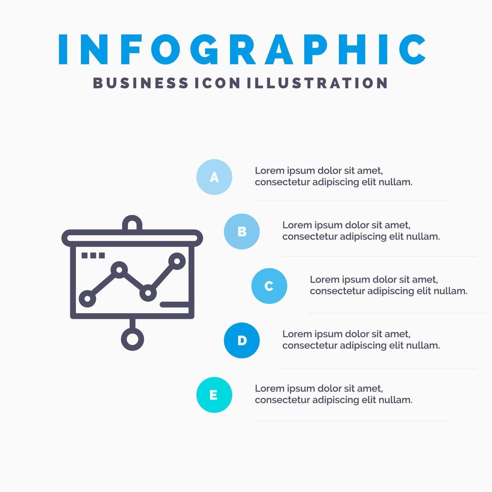 Chart Presentation Graph Projector Line icon with 5 steps presentation infographics Background vector