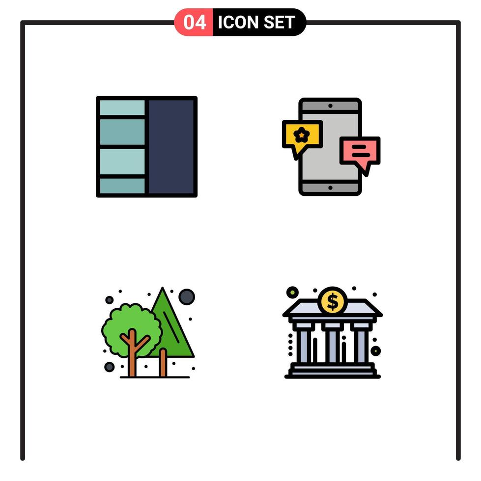 User Interface Pack of 4 Basic Filledline Flat Colors of grid tree community promotion bank Editable Vector Design Elements