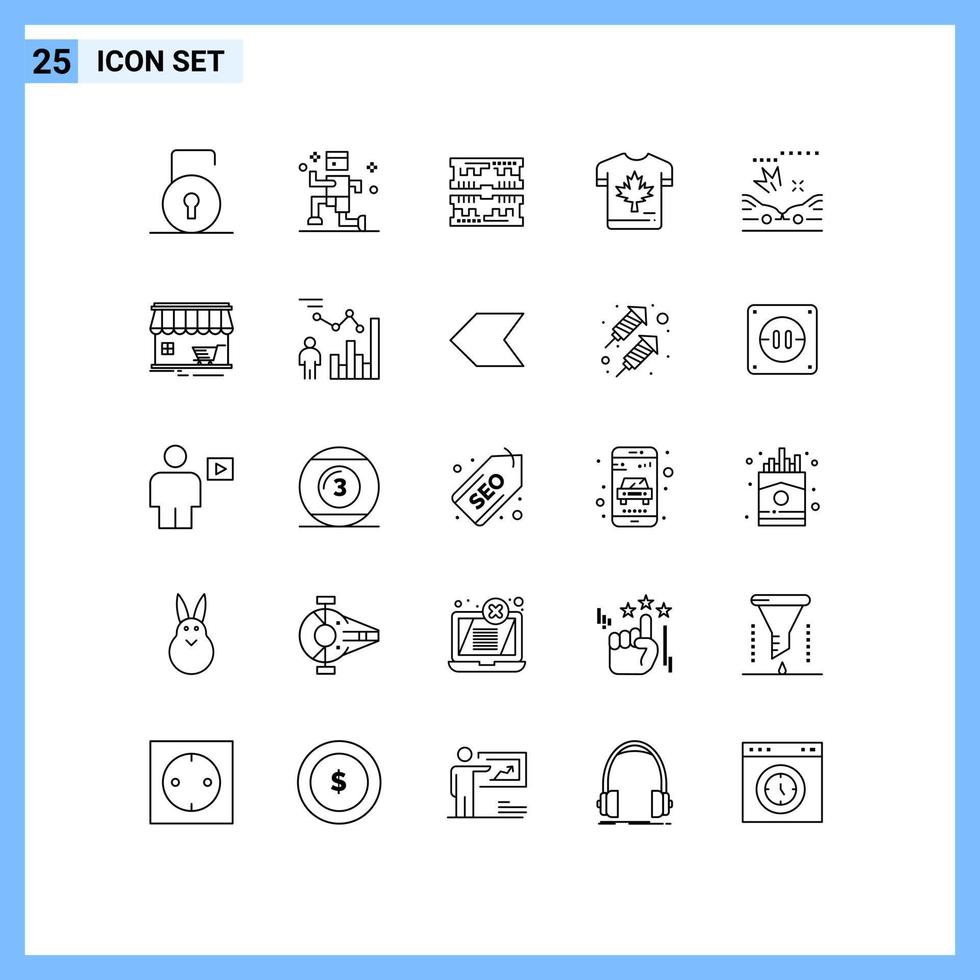 25 Universal Lines Set for Web and Mobile Applications crash maple component leaf autumn Editable Vector Design Elements