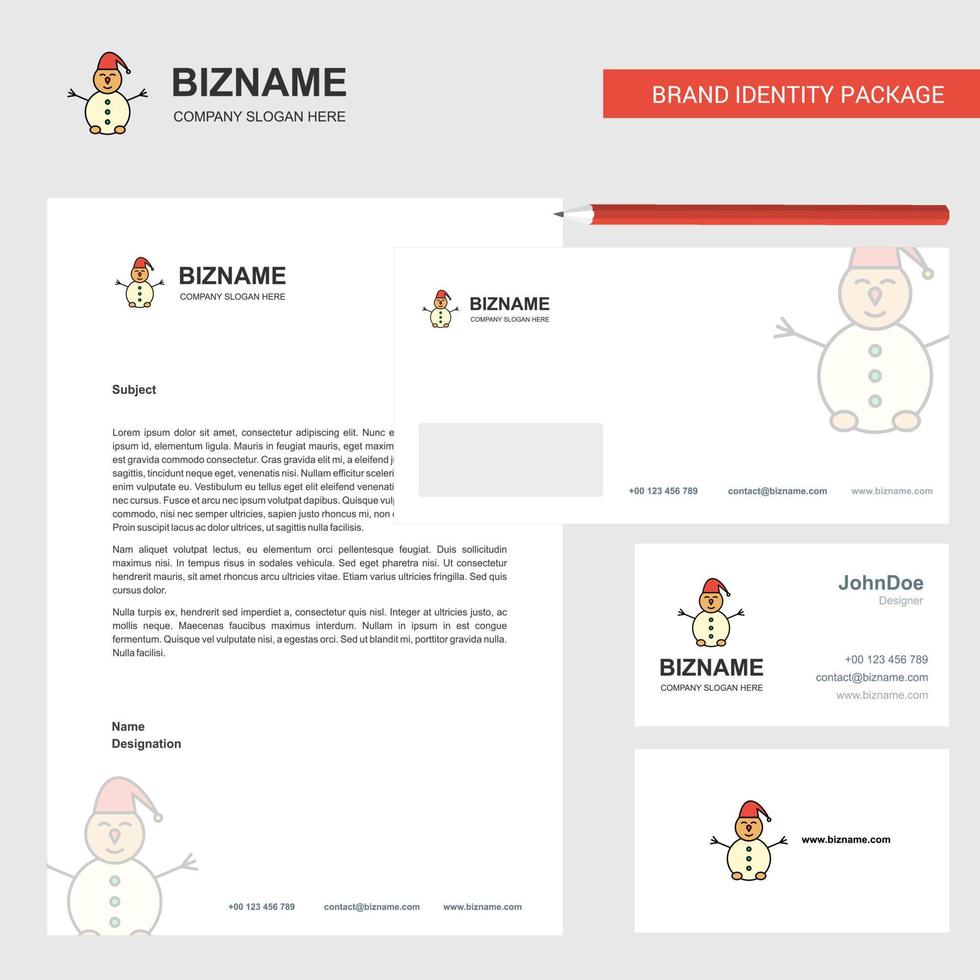 Snowman Business Letterhead Envelope and visiting Card Design vector template