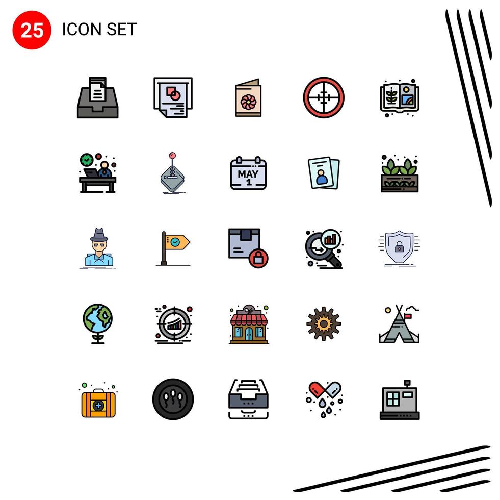 25 iconos creativos, signos y símbolos modernos de libro, tarjeta de destino, insignia de soldado, elementos de diseño vectorial editables vector