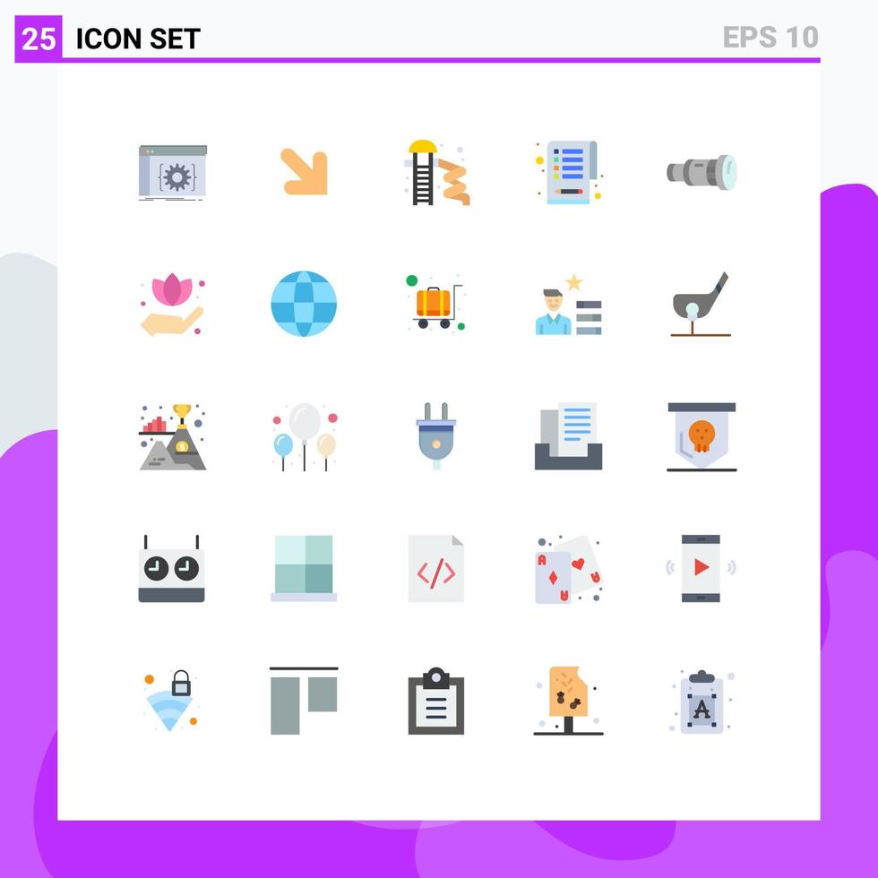 Modern Set of 25 Flat Colors and symbols such as camera cam park slider tasks checklist Editable Vector Design Elements