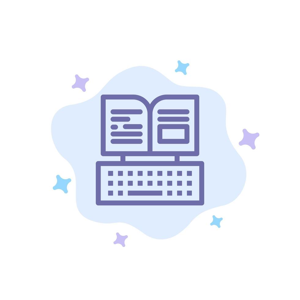 Key Keyboard Book Facebook Blue Icon on Abstract Cloud Background vector