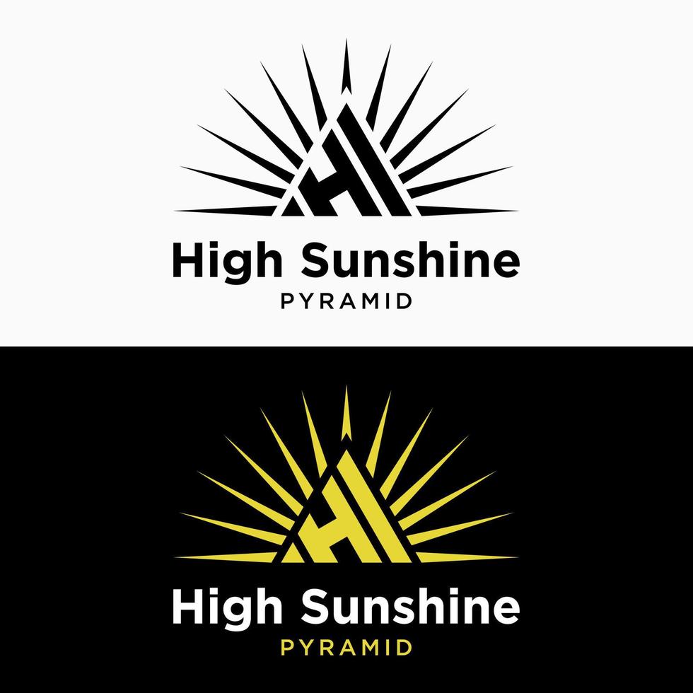 Letter H HI Monogram Shining Pyramid Style Elegant Brand Identity Logo Design Vector