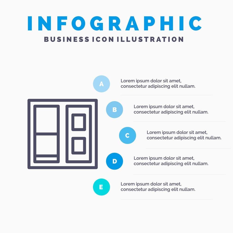 Building House Door Line icon with 5 steps presentation infographics Background vector