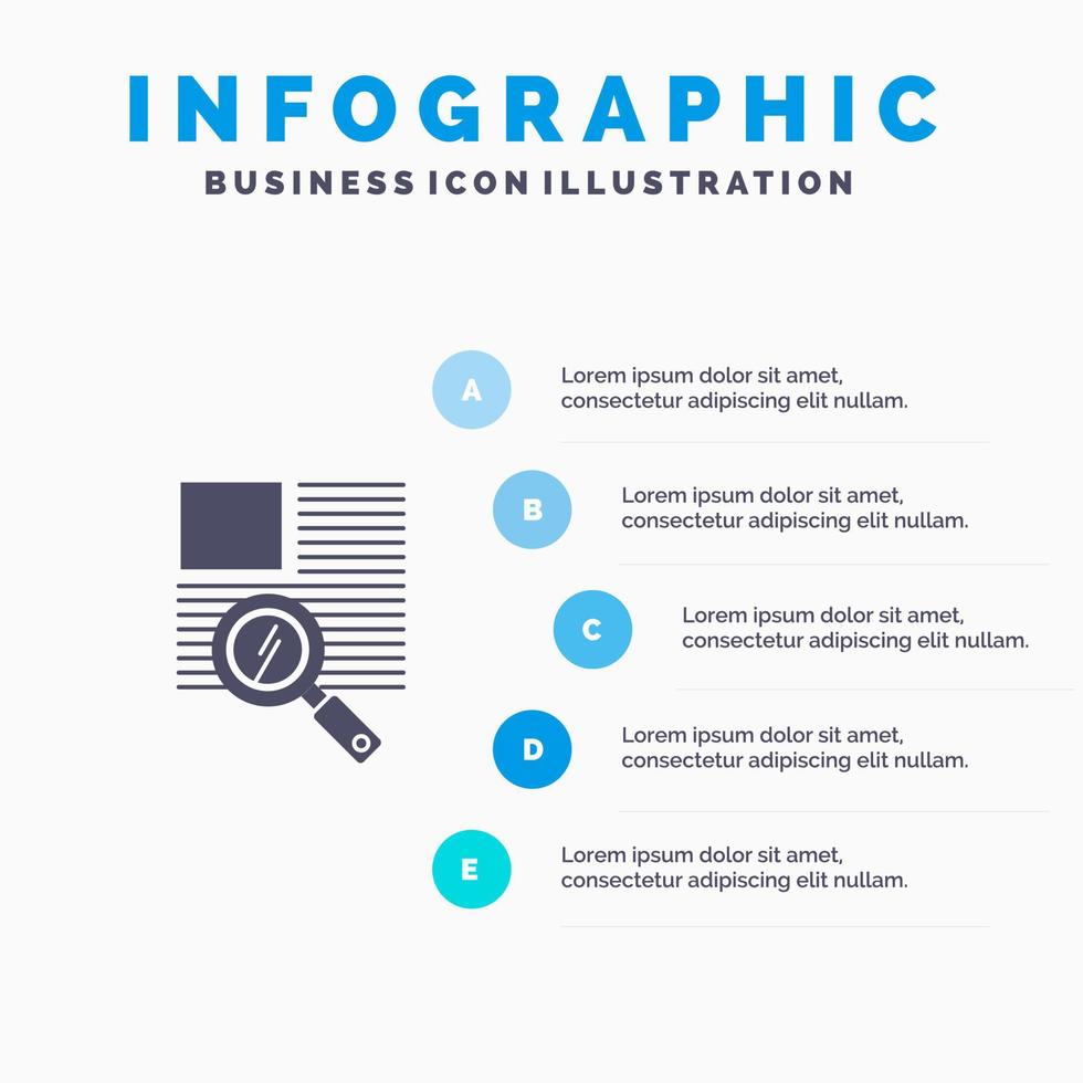 línea texto zoom lectura sólido icono infografía 5 pasos presentación antecedentes vector