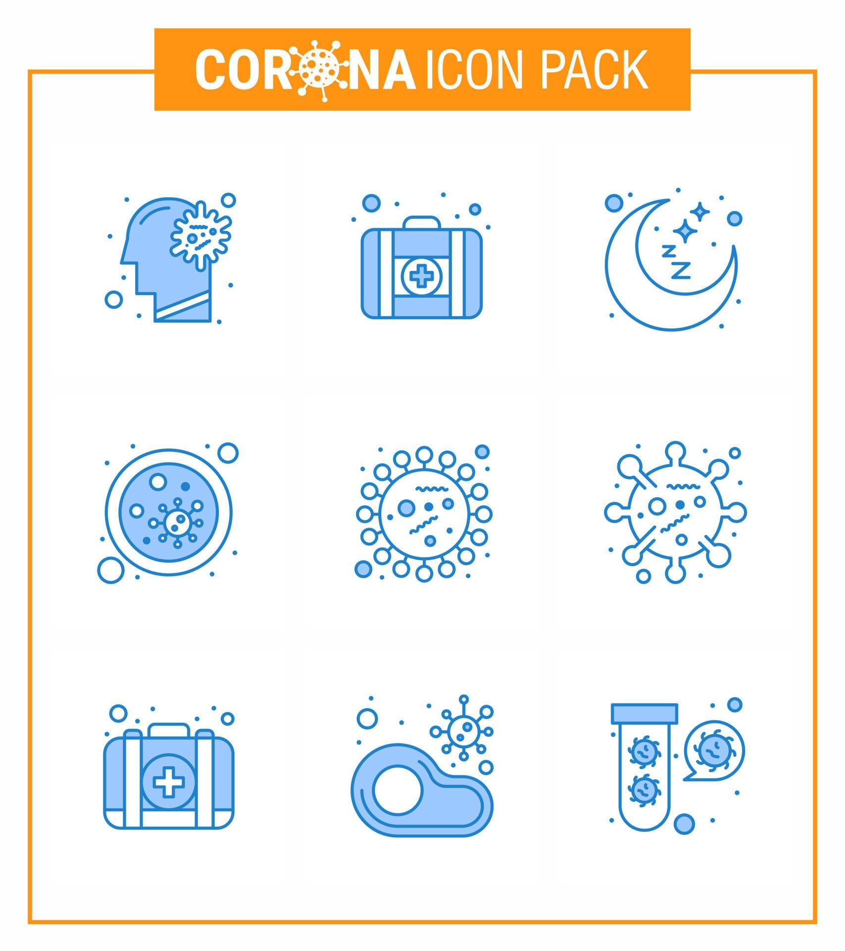 Coronavirus Prevention 25 icon Set Blue bacteria microbe moon germs