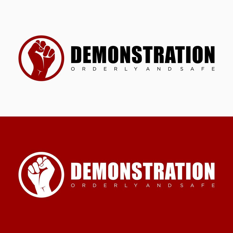 Set Handheld Demonstration And Protest Forum People Voice For Government Logo Design Vector