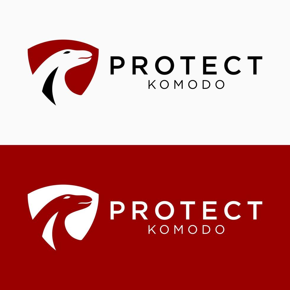 Set Komodo Animal Habitat Population Keep Icon Shield Guard Brand Technology Logo Design Vector